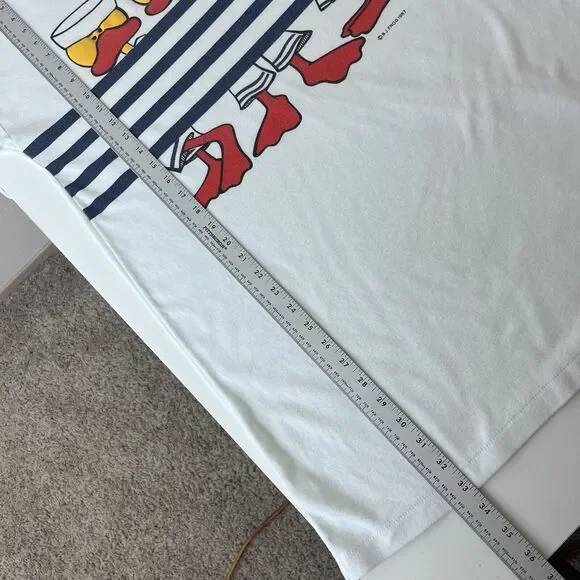 Vintage BJ Frog Sleep Shirt Womens Medium 80s Ducks Sailor Nautical Stripe Retro - Picture 8 of 11